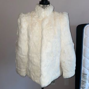 Women's Ivory Faux Fur Coat - Plush Winter Jacket